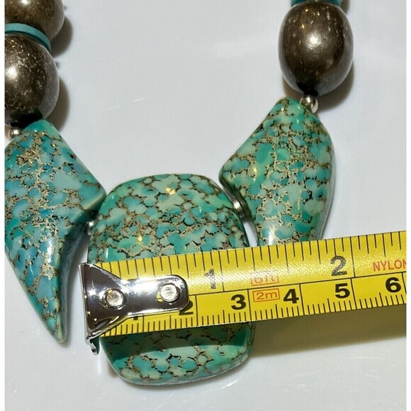 Womens Native American Style Necklace Faux Turquoise Statement Beaded Tribal - Picture 8 of 8